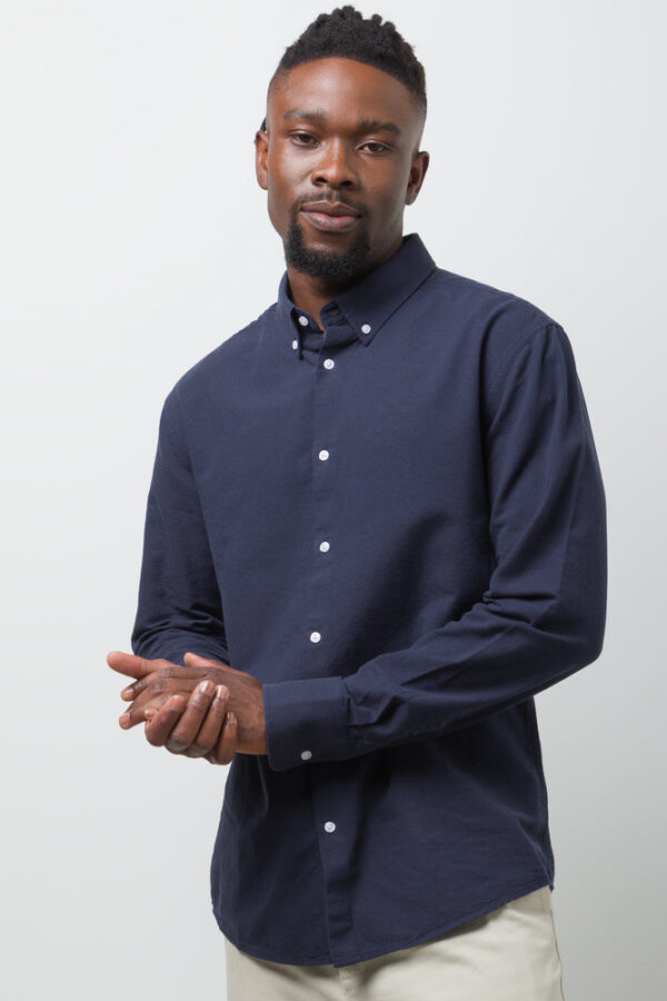 Men's Long Sleeve Oxford Shirt - Navy