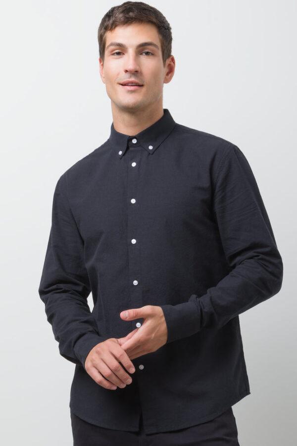 Men's Long Sleeve Oxford Shirt - Black