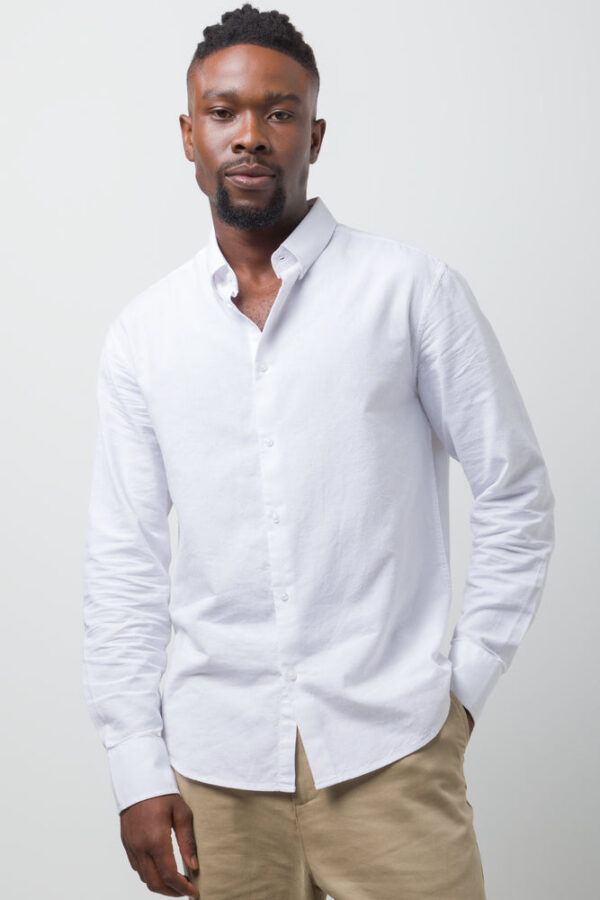 Men's Long Sleeve Oxford Shirt - White