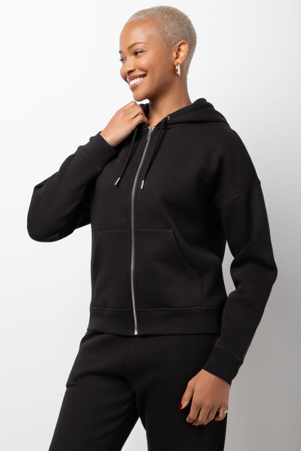 Women's Zip Through Hoodie - Black