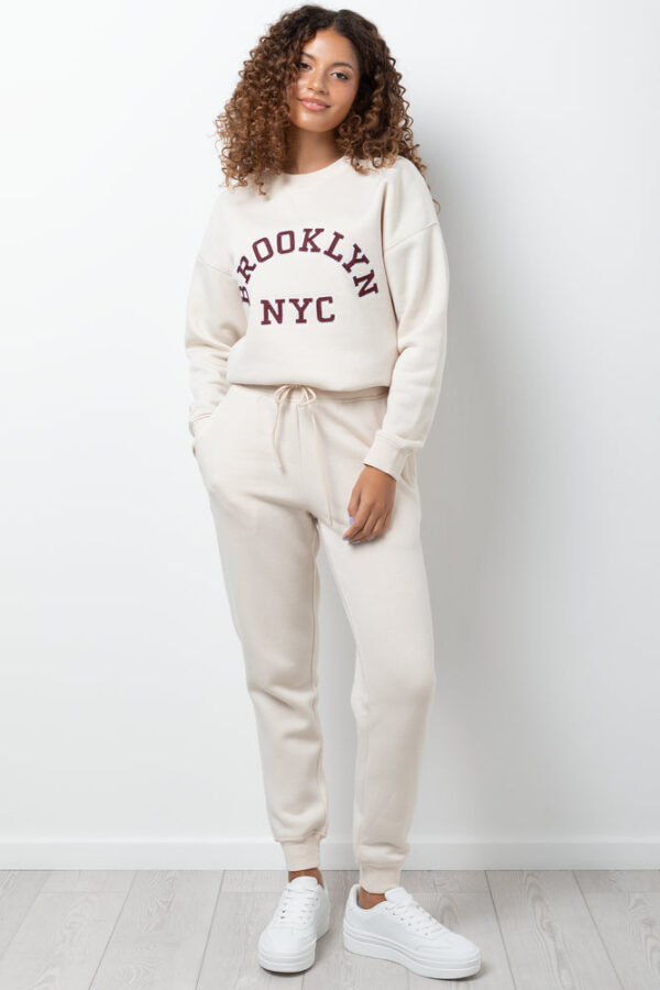 Women's Styled Knit Jogger - Cream